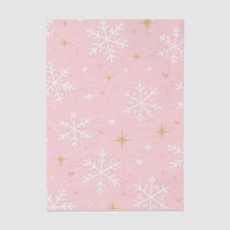 Pink Snowflake & Gold Sparkle Christmas  Tissuepapier