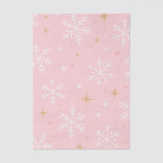 Pink Snowflake & Gold Sparkle Christmas  Tissuepapier (Voorkant)