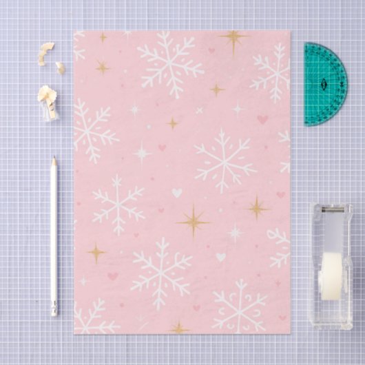 Pink Snowflake & Gold Sparkle Christmas  Tissuepapier (Craft)