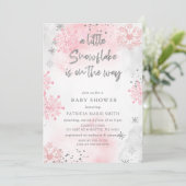 Pink Snowflake is onderweg naar het Winter Baby sh Kaart (Staand voorkant)