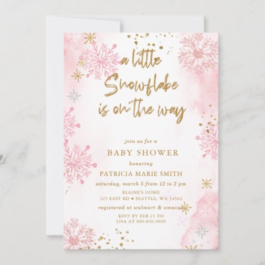 Pink Snowflake is onderweg naar het Winter Baby sh Kaart (Voorkant)