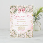 Pink Snowflake Snow in Love Winter Bridal Shower Kaart (Staand voorkant)