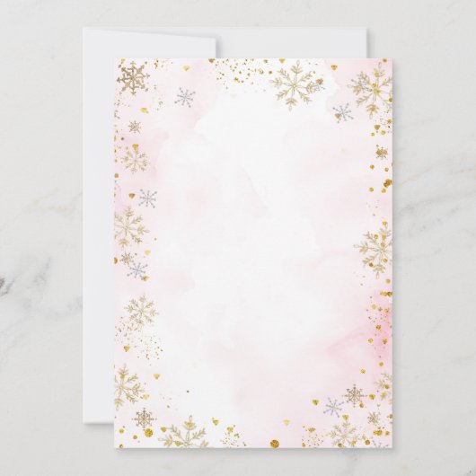 Pink Snowflake Snow in Love Winter Bridal Shower Kaart (Achterkant)