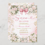 Pink Snowflake Snow in Love Winter Bridal Shower Kaart (Voorkant / Achterkant)