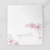 Pink Snowflake Tent Menu Card (Buitenkant ongevouwen)