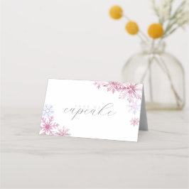 Pink Snowflake Tent Menu Card 