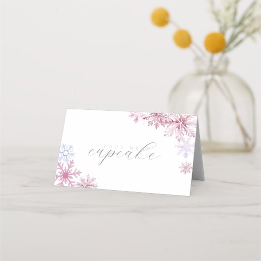 Pink Snowflake Tent Menu Card (Voorkant)