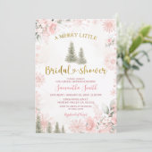 Pink Snowflake Winter A Merry Little Bridal Shower Kaart (Staand voorkant)