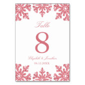 Pink Snowflake Winter Wedding Kaart (Voorkant)