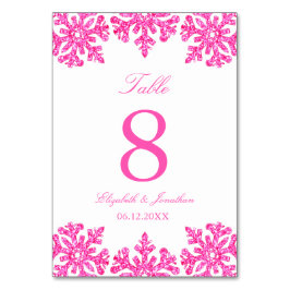 Pink Snowflake Winter Wedding Kaart