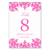 Pink Snowflake Winter Wedding Kaart (Voorkant)