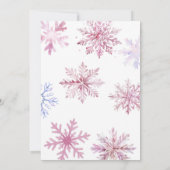 Pink Snowflake Winter Wonderland Birthday Invite Bedankkaart (Achterkant)
