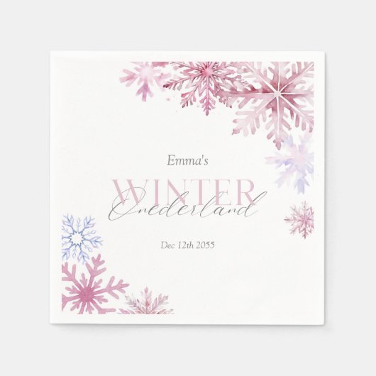 Pink Snowflake Winter Wonderland First Birthday  Servet (Voorkant)