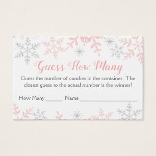 Pink Snowflakes Baby shower Raad hoeveel spel Visitekaartje