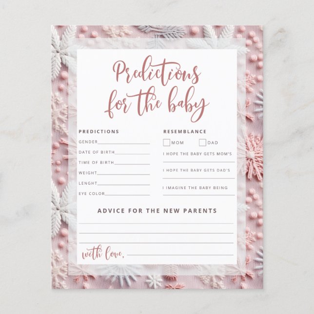 Pink Snowflakes Baby shower Voorspellingen en Advi (Voorkant)
