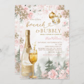 Pink Snowflakes Brunch and Bubbly Champagne  Kaart (Voorkant / Achterkant)