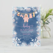 Pink Snowflakes Its Cold Outside  Baby Shower Kaart (Staand voorkant)