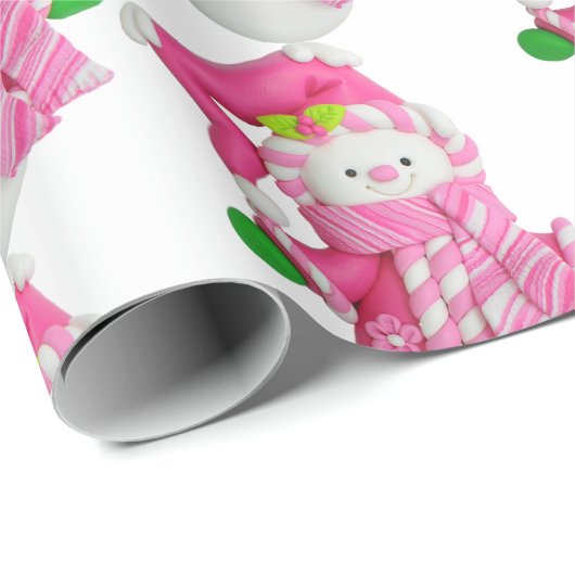 Pink Snowman Cadeaupapier (Rol Hoek)