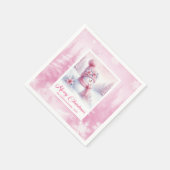 Pink Snowman Christmas Scene Napkins Winter Forest Servet (Hoek)