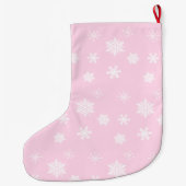 Pink Snowman en sneeuwvlokken gepersonaliseerd Grote Kerstsok (Achterkant)