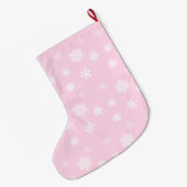 Pink Snowman en sneeuwvlokken gepersonaliseerd Grote Kerstsok (Achterkant (Hangend))