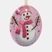 Pink Snowman Keramisch Ornament (Rechts)