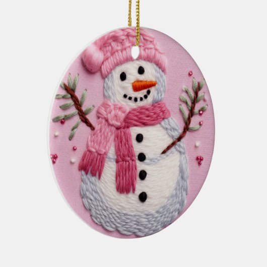 Pink Snowman Keramisch Ornament (Rechts)