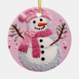Pink Snowman Keramisch Ornament