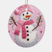 Pink Snowman Keramisch Ornament (Links)