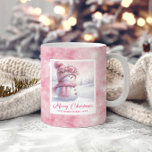 Pink Snowman Kids Mug Sweet Winter Forest Gift Koffiemok