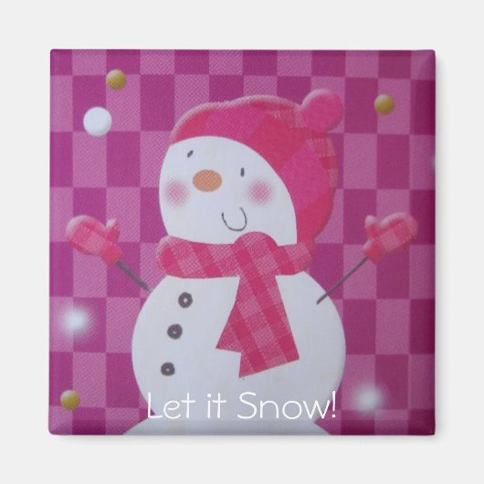 Pink Snowman Magneet (Voorkant)