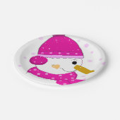 Pink Snowman Papieren Bordje (Gekanteld)