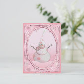 PINK SNOWMAN, SCARF & SNEEUW PET van SHARON SHARPE Briefkaart (Staand voorkant)