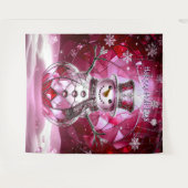 Pink Snowman Snowflakes Holiday Backdrop Wandkleed (Voorkant (horizontaal))