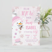 Pink Snowman verjaardag Kaart (Staand voorkant)