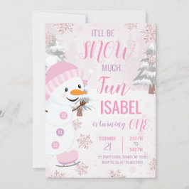 Pink Snowman verjaardag Kaart