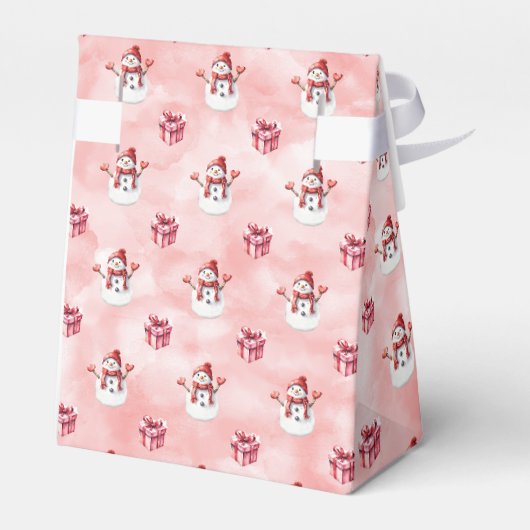 Pink Snowman Winter Bedankdoosjes (Achterkant)