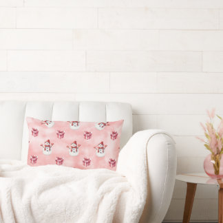 Pink Snowman Winter Decorative Kussen