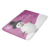 Pink Snowman Winter Scene Kerstmis Mat (Gekanteld)