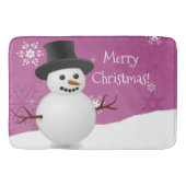 Pink Snowman Winter Scene Kerstmis Mat (Voorkant)