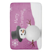 Pink Snowman Winter Scene Kerstmis Mat (Voorkant Verticaal)