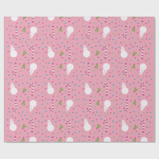 Pink Snowman Wrapping Paper  Cadeaupapier