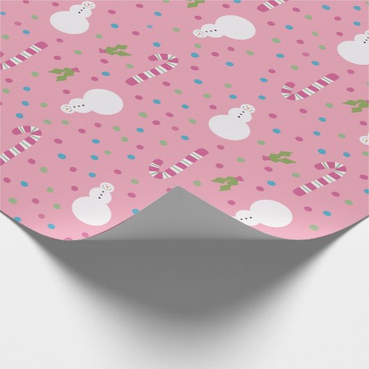 Pink Snowman Wrapping Paper  Cadeaupapier (Hoek)