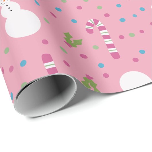Pink Snowman Wrapping Paper  Cadeaupapier (Rol Hoek)