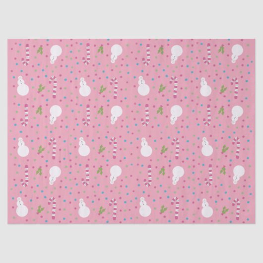 Pink Snowman Wrapping Paper  Tissuepapier (Voorkant)