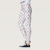 Pink Snowmen-patroon | Witte kerst Leggings (Links)