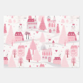 Pink Snowy Village Inpakpapier Vel (Voorkant)