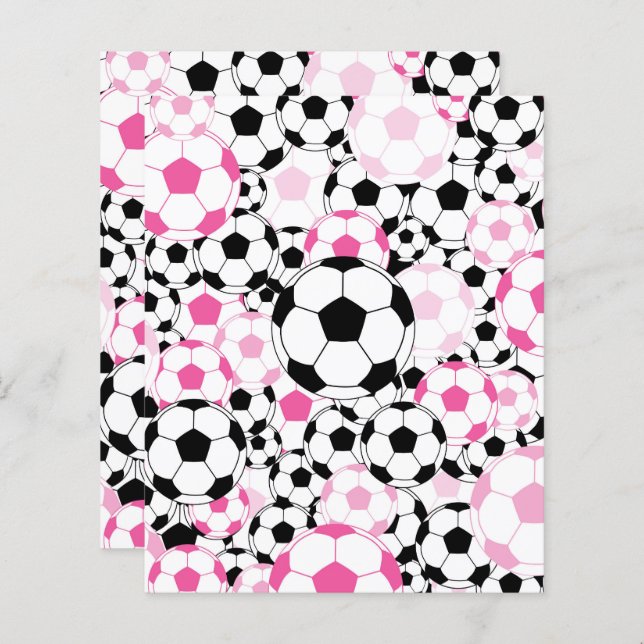Pink Soccer Ball Pattern Scrapbook Craft Paper (Voorkant / Achterkant)