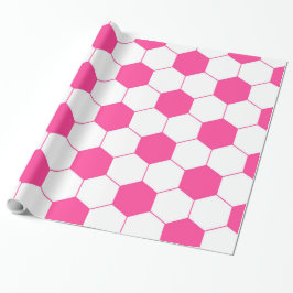 Pink Soccer Football Ball Patroon Cadeaupapier