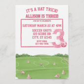 Pink Soccer Hat Trick, 3rd Birthday Kaart (Voorkant)